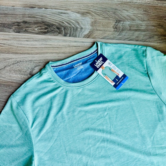 Lands’ End Men’s Supima Cotton T-Shirt Set – Size L (Green & Red) - Picture 8 of 11